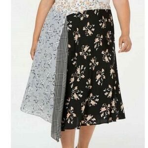 NWT Calvin Klein Asymmetric Multi Print Midi Skirt Plus Size 20W